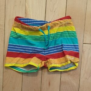 Youth Multicolor Stripe Swim Trunks - Rainbow